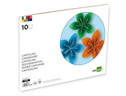 Bloco trabalhos manuais liderpapel cartolina din a3 10 folhas 180 gr cores sortidas , Liderpapel , 51867 , 8423473518674